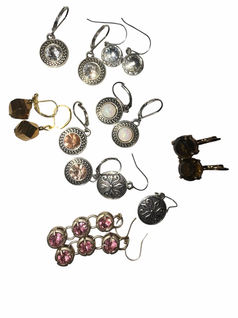 Assorted Women's Silver-Tone and Pink Earrings Set